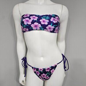 Frankies Bikinis Purple Hibiscus Set Size Large
